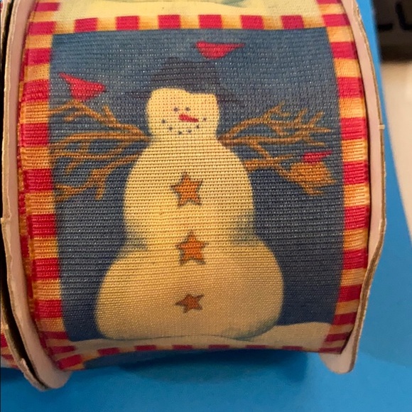3 rolls holiday snowman ribbon rustic Christmas - Picture 2 of 4